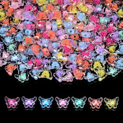Süßigkeiten-Perlen für Schmuckherstellung, Freundschaftsarmbänder, Bastelbedarf, Charm-Perlen, 200 Stück (Schmetterling) von YuSheng