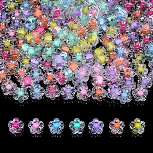 Süßigkeiten-Perlen für Schmuckherstellung, Freundschaftsarmbänder, Bastelbedarf, Charm-Perlen (kleine Blume), 200 Stück von YuSheng
