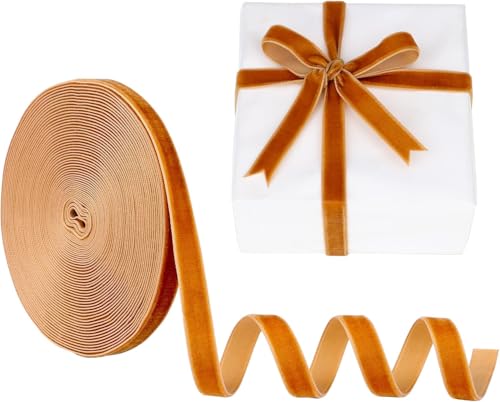 YuXinCat Geschenkband, 1 Zoll Samtband 10 Yards, Eingleisiges Samtband in Kupfer-104, Ideal für Weihnachtsbaum Dekoration, Geschenke, Blumensträuße, Hochzeiten und DIY Bastelprojekte von YuXinCat