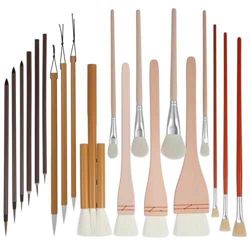 Keramikpinsel für Glasur, Set mit Aufbewahrungsbox, Holz-Keramik-Pinsel mit langem Griff, Töpferglasur, Bürste, Wolle, Bambus, Seehecht, Pinsel für Töpferei, Acryl, Aquarell, 20 Stück Keramikpinsel für Glasur, Set mit Aufbewahrungsbox, Holz-Keramik-Pinsel mit langem Griff, Töpferglasur, Bürste, Wolle, Bambus, Seehecht, Pinsel für Töpferei, Acryl, Aquarell, 20 Stück von Yuanan