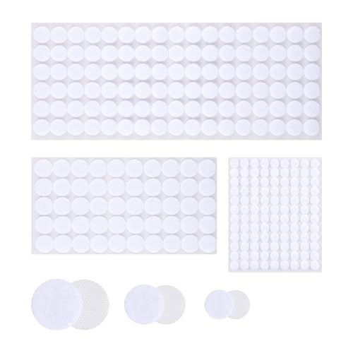 400 Stück Klettpunkte Selbstklebend, Klett Klebepunkte, 10/15/20mm Rund Klettverschluss Selbstklebend, Doppelseitig Klettklebepunkte Klettband für Handwerk, Papier, Metall, Kunststoff, Leder, Weiß von YuanbaoTt