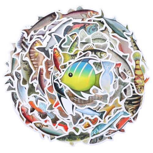 Yuanchu 110 Stück Fische Sticker Set, Wasserfeste Vinyl Fischaufkleber Selbstklebend Fish Aufkleber für Kinder Erwachsene Snowboard Wasserflasche Auto Fahrrad Skateboard Gepäck Laptop Lunchboxen von Yuanchu