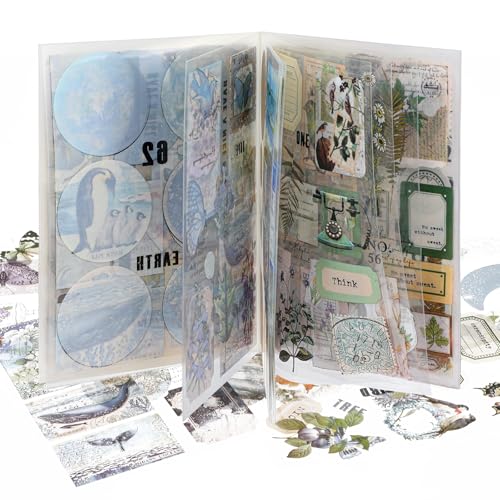 Yuanchu 157 Stück Scrapbooking Aufkleber, Schmetterling Pflanzen Verschiedene Muster Sticker Selbstklebend Wasserdicht Sticker Set für DIY Journaling Kalender Notizbuch Fotoalbum(Grün) von Yuanchu