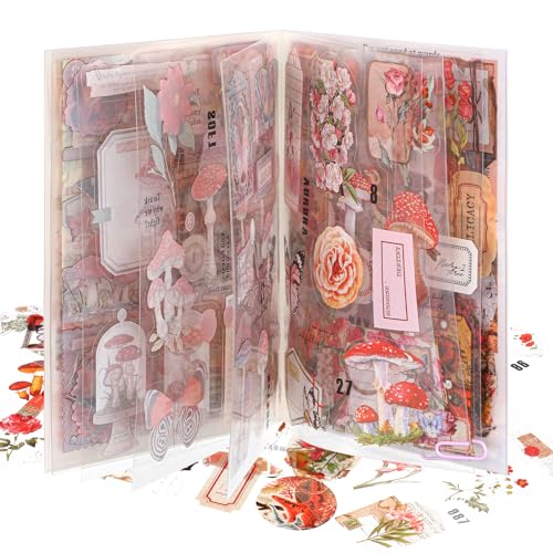 Yuanchu 166 Stück Scrapbooking Aufkleber, Selbstklebend PET Sticker Set Schmetterling Pflanzen Verschiedene Muster Sticker für DIY Zubehör Journaling Kalender Notizbuch Fotoalbum(Rosa) von Yuanchu