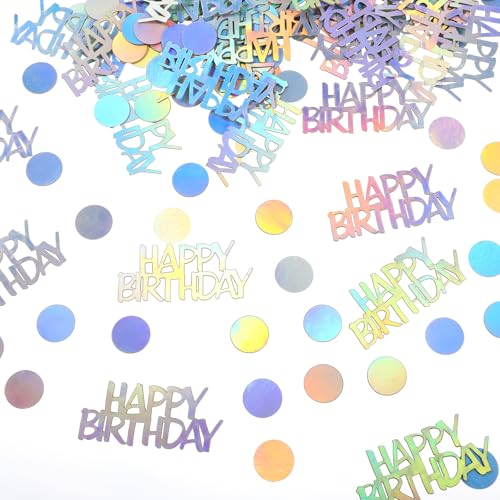 Yuanchu 25g Happy Birthday Konfetti Tischdeko Geburtstag, 270 St Streudeko Frau Mann Laser Luftschlangen Geburtstag Glitzer Confetti Für Jubiläum Party Dekorationen Dot Deko von Yuanchu