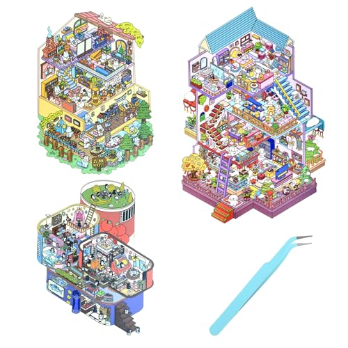 Yuanchu 3 Sets DIY 3D Hausaufkleber, Große 3D Sticker Scene Lustiges Miniatur Szenen Aufkleberset mit Pinzette Cartoon Kreative Szene Spaß Stacking Sticker Therapy für Kinder Erwachsene Stressabbau Yuanchu 3 Sets DIY 3D Hausaufkleber, Große 3D Sticker Scene Lustiges Miniatur Szenen Aufkleberset mit Pinzette Cartoon Kreative Szene Spaß Stacking Sticker Therapy für Kinder Erwachsene Stressabbau von Yuanchu