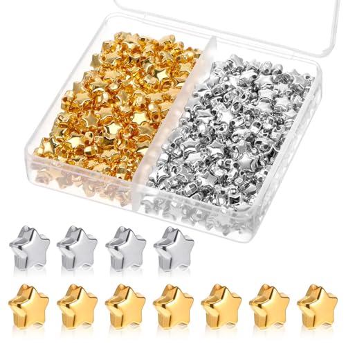 Yuanchu 400 Stück Pentagramm Zwischenperlen, 6mm Stern Perlen Acryl Sternform Perlen für Armbänder Star Abstandsperlen Klein Loch Spacer Perlen für DIY Halskette Ohrring Schmuck Basteln Golden Silber Yuanchu 400 Stück Pentagramm Zwischenperlen, 6mm Stern Perlen Acryl Sternform Perlen für Armbänder Star Abstandsperlen Klein Loch Spacer Perlen für DIY Halskette Ohrring Schmuck Basteln Golden Silber von Yuanchu