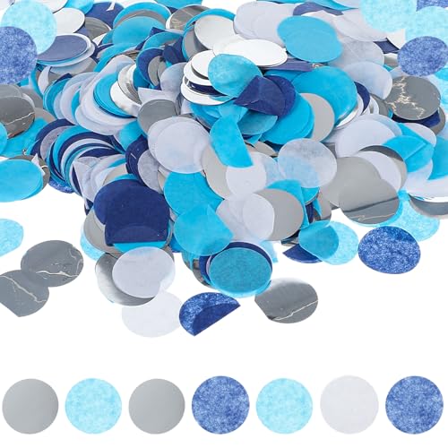 Yuanchu 6000 Stück Konfetti,2.5cm Konfetti Bunt 50g Konfetti Geburtstag Hochzeit Mehrfarbig Runde Streudeko Tisch Deko Papier Konfetti für Karneval Weihnachten Taufe Baby Shower Deko(blau weiß) von Yuanchu