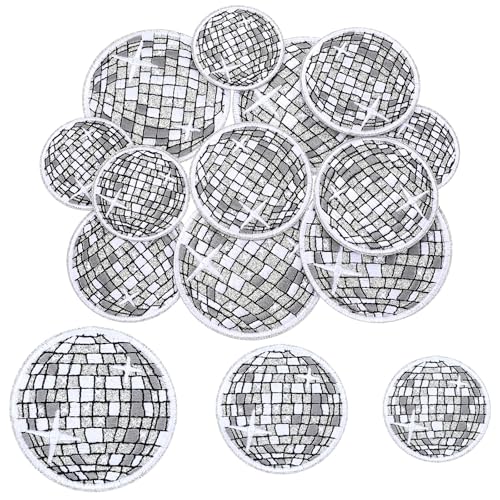 Yuanchu Discokugel-Aufnäher zum Aufbügeln, bestickter Aufnäher, Musik-Party, Glitzerkugel, zum Aufbügeln für Taschen, Hüte, T-Shirts, Jacken, Jeans, Westen, Nähen, Basteln, Dekoration, 12 Stück Yuanchu Discokugel-Aufnäher zum Aufbügeln, bestickter Aufnäher, Musik-Party, Glitzerkugel, zum Aufbügeln für Taschen, Hüte, T-Shirts, Jacken, Jeans, Westen, Nähen, Basteln, Dekoration, 12 Stück von Yuanchu