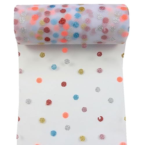 Yuanchuan Glitzer-Tüll-Rollen mit Punkten, 15,2 cm x 9,1 m, schimmernde Farbe für Tischläufer, Stuhl, Schärpe, Haustier-Tutu, Rock, Nähen, Basteln, Stoff, Hochzeit, Geburtstag, Geschenkband (weiß) Yuanchuan Glitzer-Tüll-Rollen mit Punkten, 15,2 cm x 9,1 m, schimmernde Farbe für Tischläufer, Stuhl, Schärpe, Haustier-Tutu, Rock, Nähen, Basteln, Stoff, Hochzeit, Geburtstag, Geschenkband (weiß) von Yuanchuan