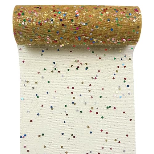 Yuanchuan Pailletten-Tüll-Rollen, Regenbogen-Glitzer, 15,2 cm x 9,1 m, Tüll-Rollen, Stoff, Tutu für DIY Röcke, Hochzeit, Geschenkverpackung, Nähen, Basteln, Schleife, Brautdekorationen Yuanchuan Pailletten-Tüll-Rollen, Regenbogen-Glitzer, 15,2 cm x 9,1 m, Tüll-Rollen, Stoff, Tutu für DIY Röcke, Hochzeit, Geschenkverpackung, Nähen, Basteln, Schleife, Brautdekorationen von Yuanchuan
