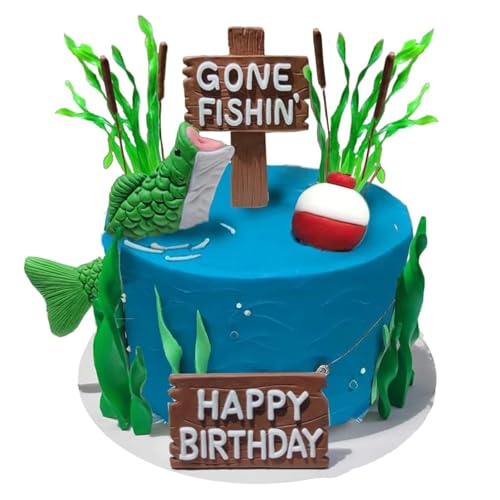 Go Fishing Thema Kuchen Dekoration Angeln Kuchen Topper Gone Fishing Kuchen mit Bass Reed Happy Birthday Schild Fisch Float Seetang Angler Themenparty Jungen Geburtstag Party Kreuzgrenze Heißer Go Fishing Thema Kuchen Dekoration Angeln Kuchen Topper Gone Fishing Kuchen mit Bass Reed Happy Birthday Schild Fisch Float Seetang Angler Themenparty Jungen Geburtstag Party Kreuzgrenze Heißer von Yuanjkacenys