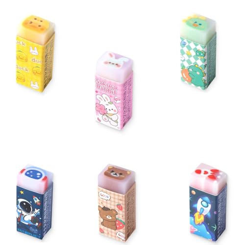 Radiergummis Weich,6 PCS Niedlicher Radiergummis Kinder Mini Haltbarer Kawaii Radiergummi Duft Weihnachts Mini Radiergummi für Schule Zuhause Bürobedarf Schreibwaren von Yuannee