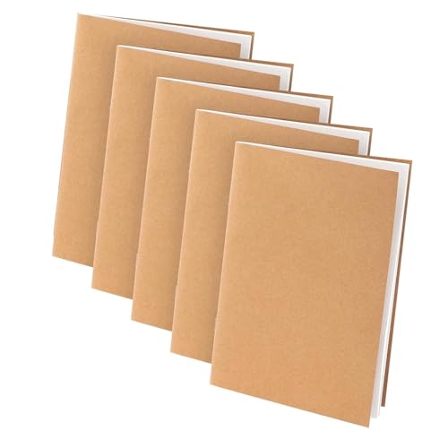Yuannee A5 Kraftpapier Notizbücher,5 PCS Blanko Seiten A5 Notizblock Skizzenbuch Notizbuch Tagebuch für Studenten Reisende Büro Schule Leeres Notizheft mit 72 Seiten (36 Blätter) von Yuannee