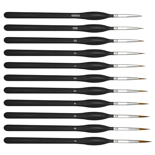 Yuannee Feine Pinsel Set,11 PCS Miniatur Künstlerpinsel Gouache Ostereier Bemalen Schminkpinsel Detail Wolfshaar Pinsels Acrylfarbe Malen Nach Zahlen Pinsel für Nagelkunst Ölgemälde Modellbau von Yuannee