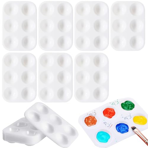Yuannee Mischpalette aus Kunststoff,20 PCS Rechteckige Weiße 6 Wells Farbmischpalette für Acryl Aquarell und Ölmalerei Ideal für Künstler Kinder und Hobbymalerei von Yuannee