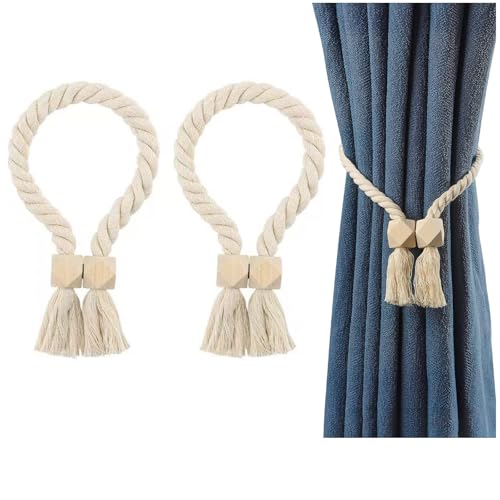 Yuannee Starke Magnetische Vorhang-Raffhalter,2 PCS Vorhang Raffhalter Gardinen Raffhalter Handgewebt Vorhang Zusammenhalter Magnetische Raffhalter für Gardinen für Kinderzimmer Büro Schlafzimmer von Yuannee
