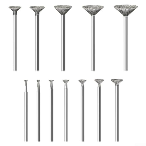 12-teiliges Frässtift-Set mit 2,35 mm und 3 mm Schaft, Drehwerkzeug-Zubehör für Steinschnitzerei, Glas, Keramik und Metallpolieren 12-teiliges Frässtift-Set mit 2,35 mm und 3 mm Schaft, Drehwerkzeug-Zubehör für Steinschnitzerei, Glas, Keramik und Metallpolieren von Yuanpgky