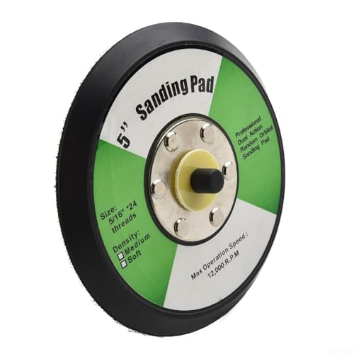 125 mm Schleifpad, Klettverschluss, DA-Polierer, Trägerplatte, PU-Schaum-Rückseite mit 5/16-24 Gewinde für Schwingschleifer, Polieren und Schleifen, Schwarz/Gelb (Schwarz) von Yuanpgky