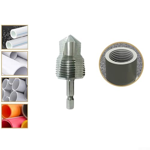 3-in-1-Gewindebohrer mit drei Klingen zum Gewindeschneiden, Bohren und Locherweiterung, Metallrohr-Reparaturwerkzeug, kompatibel mit PPR Sechskant-4-Punkt- und (25 mm) von Yuanpgky