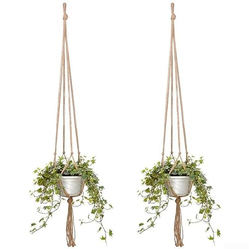 4 x Juteseil-Blumentopf-Aufhänger, mit 2 großen und 2 kleinen für Haus und Garten von Yuanpgky