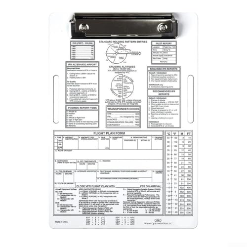 Luftfahrt-Kniebrett, Aluminium, Piloten-Klemmbrett mit elastischem Band, Metallclip, Dokumentenhalter für Studenten, Pilotenausbildung, Navigationsdiagramm, Formplanung (IFR) von Yuanpgky