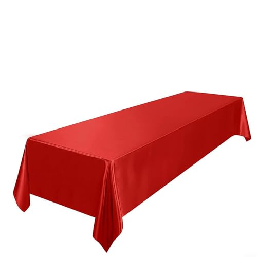 Yuanpgky Elegant Event Essentials – Rechteckige Satin-Tischdecke – Tischdecke für Zuhause, Buffettisch, Urlaub, Bankett, Abendessen, Hochzeitsveranstaltungen, Messen (Rot) von Yuanpgky
