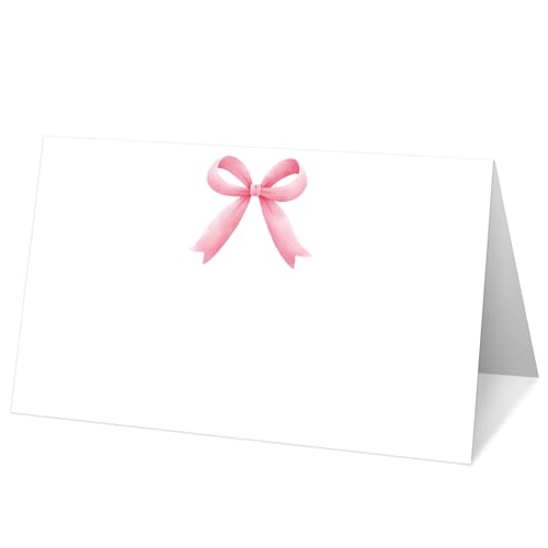 Tischkarten mit rosa Schleife, für Tische, Wasserfarben, Hochzeitsnamen, Tischkarten, Zeltkarten für Geburtstag, Brautparty, Babyparty, Empfang, Abendessen, Party-Dekorationen, A23, 25 Stück Tischkarten mit rosa Schleife, für Tische, Wasserfarben, Hochzeitsnamen, Tischkarten, Zeltkarten für Geburtstag, Brautparty, Babyparty, Empfang, Abendessen, Party-Dekorationen, A23, 25 Stück von Yuansail
