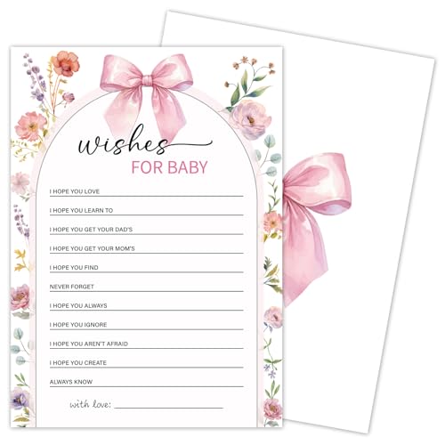 Yuansail Wishes for Baby Spiel für Babyparty, 30 rosa Schleife, Blumenmuster, Party-Spiele, Karten, Aktivitätszubehör und Dekorationen, A017 Yuansail Wishes for Baby Spiel für Babyparty, 30 rosa Schleife, Blumenmuster, Party-Spiele, Karten, Aktivitätszubehör und Dekorationen, A017 von Yuansail