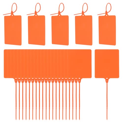 100 Stück blanko wasserdichte Kunststoffanhänger, Siegel, Versandanhänger mit Kabelbinder, Produktidentifikationsetiketten, 7,9 x 9,9 cm (3,1 x 3,9 Zoll) (orange) von Yuanyifenglin