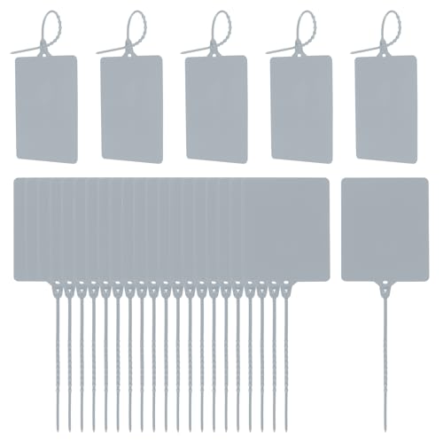 100 Stück blanko wasserdichte Kunststoffanhänger, Siegel, Versandanhänger mit Kabelbinder, Produktidentifikationsetiketten, 7,9 x 9,9 cm (Grau) von Yuanyifenglin