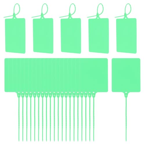 100 Stück blanko wasserdichte Kunststoffanhänger, Siegel, Versandanhänger mit Kabelbinder, Produktidentifikationsetiketten, 7,9 x 9,9 cm (Grün) von Yuanyifenglin