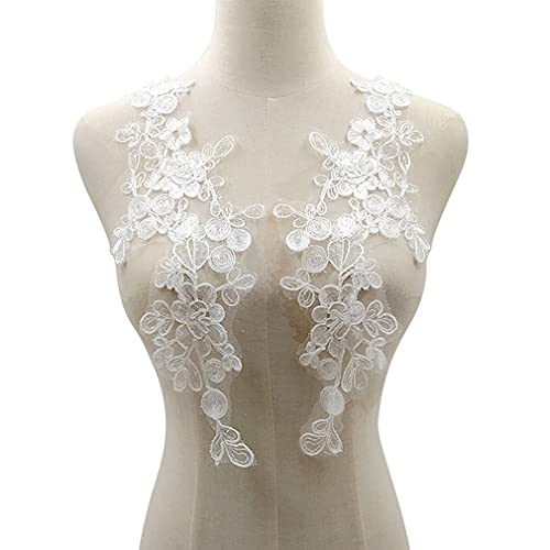 2 Stück Blumen bestickte Spitze Ausschnitt Kragen Floral Blatt Applikation Patches Polyester Stoff für DIY Kleidung Kleid Nähen Handwerk von Yuanyifenglin