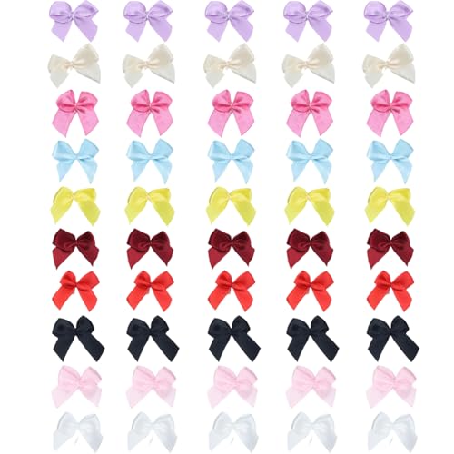 50 Mini-Bandschleifen, kleine Satinschleife für Bastelarbeiten, Nähen, Geschenkverpackungen, Hochzeit, Geburtstag, Weihnachten, Party, Scrapbooking, Dekoration (gemischt) von Yuanyifenglin