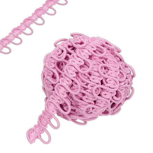 Geflochtene Borte mit elastischer Knopfschlaufe, 1,6 cm Knopflochband, Korsett, Stretch-Spitzenkordel zum Nähen, DIY Kleider, Basteln (Dunkelrosa, 4,7 m) von Yuanyifenglin