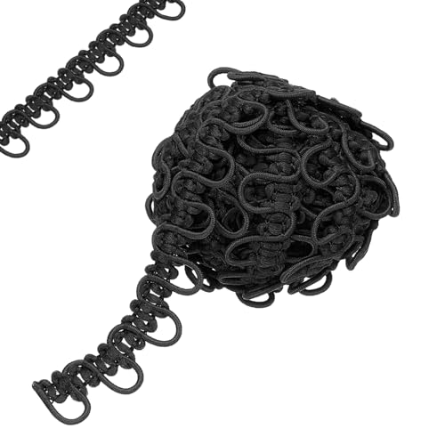 Geflochtene Borte mit elastischer Knopfschlaufe, 1,6 cm Knopflochband, Korsett, Stretch-Spitzenkordel zum Nähen, DIY Kleider, Basteln (Schwarz, 4,7 m) von Yuanyifenglin