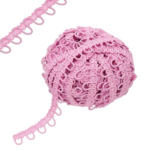 Geflochtene Borte mit elastischer Knopfschlaufe, 1,6 cm Knopflochband, Korsett, Stretch-Spitzenkordel zum Nähen, DIY Kleider, Handwerk (Dunkelrosa, 12 Yard) von Yuanyifenglin