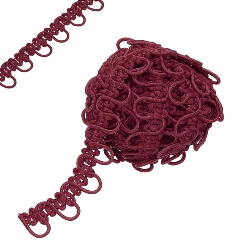 Geflochtene Borte mit elastischer Knopfschlaufe, 1,6 cm Knopflochband, Korsett-Geflecht, Stretch-Spitzenschnur zum Nähen, DIY-Kleid, Basteln, Weinrot, 4,7 m von Yuanyifenglin