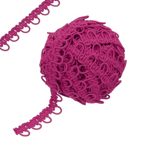 Geflochtene Borte mit elastischer Knopfschlaufe, 1,6 cm Knopflochband, Korsett-Geflecht, Stretch-Spitzenschnur zum Nähen, DIY Kleider, Basteln (Rosarot, 12 Yard) von Yuanyifenglin