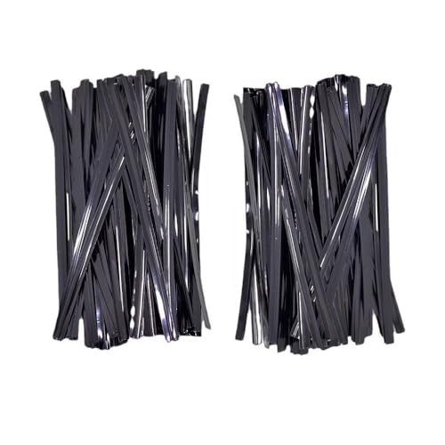 Metallic-farbige Bindebänder, 1600 Stück, 10 cm, metallische Versiegelungen für Brot, Süßigkeiten, Kekse, Geschenktüten, 2 Packungen (schwarz) von Yuanyifenglin