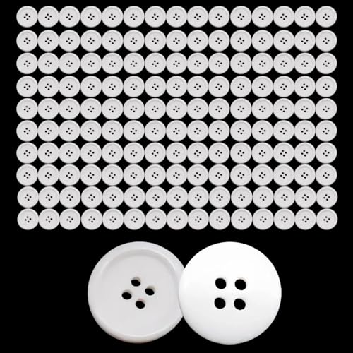 Runde Knöpfe aus Kunstharz, 4 Löcher, Nähknöpfe zum Nähen, Basteln (Weiß, 12,5 mm), 150 Stück von Yuanyifenglin