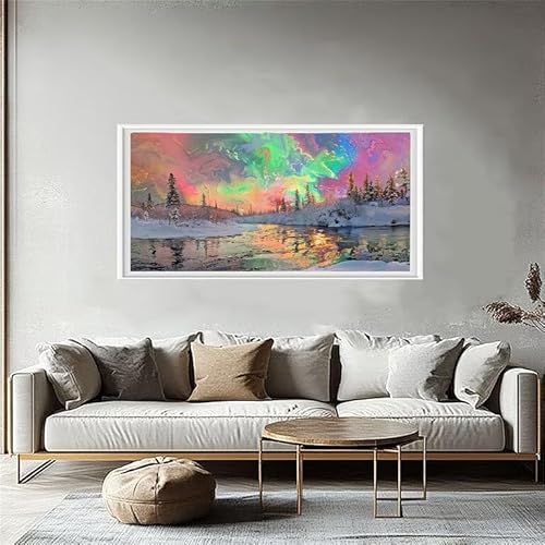 Diamond Painting Aurora, Diamond Painting Bilder Winter (2) Erwachsene Bastelset, DIY Vollbohrer Malerei Kinder Anfänger Kreuzstich Set für Wanddeko Wohnzimmer, Geschenke für Frauen 60x120cm W5-853 von Yuaoihnn