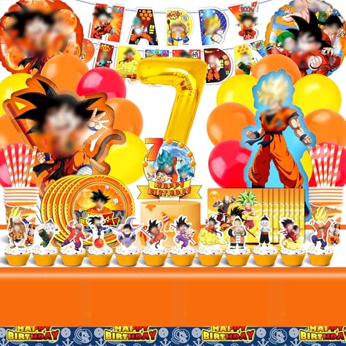 100 Stück Dekoration Geburtstag Drache 7 Jahre, Ballon Dragon 7, Set Geburtstag, Dekoration, Party, Geschirr Set, Dekoration für Geburtstagsfeiern, Kinderpartys von Yuarlky
