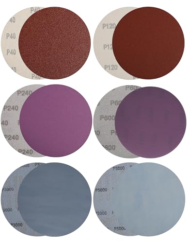 Professionelles Schleifpapier-Set 150mm | 60 Blätter (6 Körnungen) | Aluminiumoxid 40/120 + Lila 240/600 + Siliziumkarbid 3000/5000 für Edelstahl, Hartholz, Autolack & Schmuck von Yubpaiy