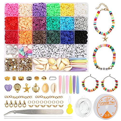 Yuccer 4165 Stück Polymer Clay Perlen zum Auffädeln Kinder Armbänder Selber Machen Perlen Set für Schmuckherstellung, Armband, Halskette DIY Geschenk für Erwachsene von Yuccer