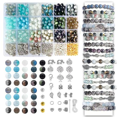 Glasperlen für die Schmuckherstellung, runde Glasperlen, inklusive 2–8 mm Abstandshalter, blaue runde Perlen für DIY-Schmuckherstellung, Zubehör für Erwachsene, Armband-, Halsketten- und Glasperlen für die Schmuckherstellung, runde Glasperlen, inklusive 2–8 mm Abstandshalter, blaue runde Perlen für DIY-Schmuckherstellung, Zubehör für Erwachsene, Armband-, Halsketten- und von YudaYuiw