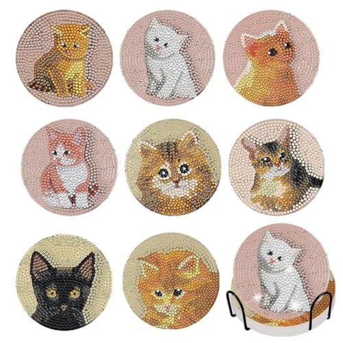 Diamond Painting Untersetzer Mit Halte, 5D Diamond Painting Coaster 8 Stück, Diamant Tassenuntersetzer, DIY Diamant Kunst Untersetzer mit Halter, für Tassen, Weingläser, Katzenmotiv Diamond Painting Untersetzer Mit Halte, 5D Diamond Painting Coaster 8 Stück, Diamant Tassenuntersetzer, DIY Diamant Kunst Untersetzer mit Halter, für Tassen, Weingläser, Katzenmotiv von Yudobliss