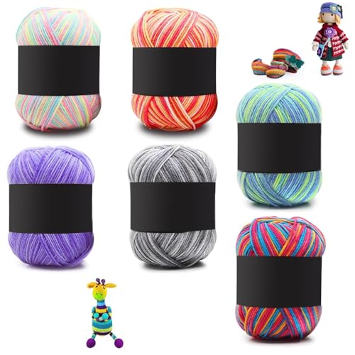 Häkelgarn, Acrylgarn zum Stricken, 6 Stück 50g Handstrickgarn Baumwollgarn, Weiches Mehrfarbiges Garn Set zum Stricken, Acryl Garn für Anfänger, 6 Gemischte Farbverlaufsfarben Häkelgarn, Acrylgarn zum Stricken, 6 Stück 50g Handstrickgarn Baumwollgarn, Weiches Mehrfarbiges Garn Set zum Stricken, Acryl Garn für Anfänger, 6 Gemischte Farbverlaufsfarben von Yudobliss