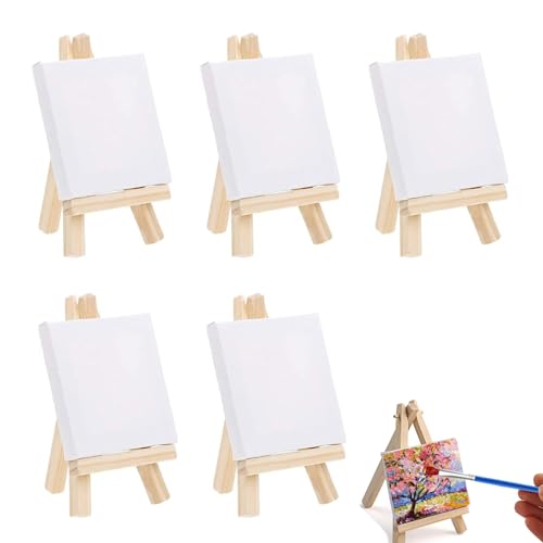 Mini Staffeleien mit Leinwand, 10x10cm Mini Staffelei Set, 5 Stück kleine leinwände, mit 8 x 15 cm Staffelei Kleine, Mini Leinwände, für Display, Fotos, Visitenkarten, Dekoration, Poster Foto Memo Mini Staffeleien mit Leinwand, 10x10cm Mini Staffelei Set, 5 Stück kleine leinwände, mit 8 x 15 cm Staffelei Kleine, Mini Leinwände, für Display, Fotos, Visitenkarten, Dekoration, Poster Foto Memo von Yudobliss