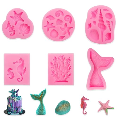 Silikonform Meerjungfrau Fondantform, 3D kerzen formen, Muschel Schwanzform, 6 Stück silikonformen gießformen, DIY Backform für Kuchen, für Backen Kuchen Schokolade SüßIgkeiten Gel Silikonform Meerjungfrau Fondantform, 3D kerzen formen, Muschel Schwanzform, 6 Stück silikonformen gießformen, DIY Backform für Kuchen, für Backen Kuchen Schokolade SüßIgkeiten Gel von Yudobliss